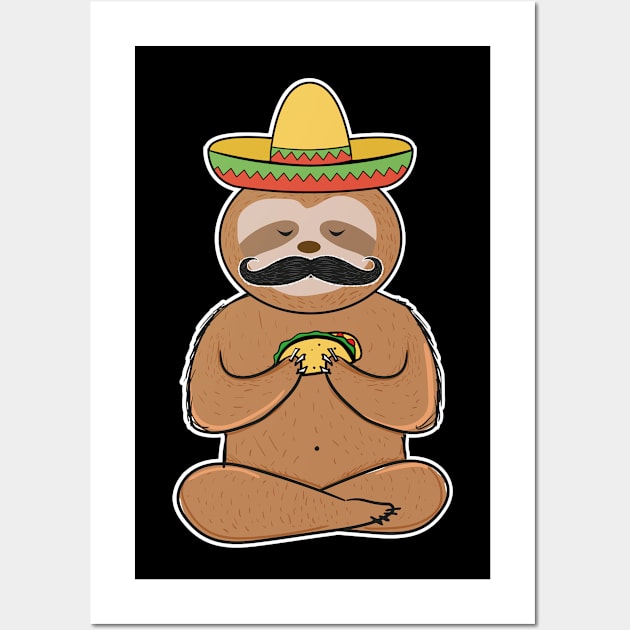 Funny Sloth Mexican Lets Get Slothed Cinco de Mayo Wall Art by dconciente